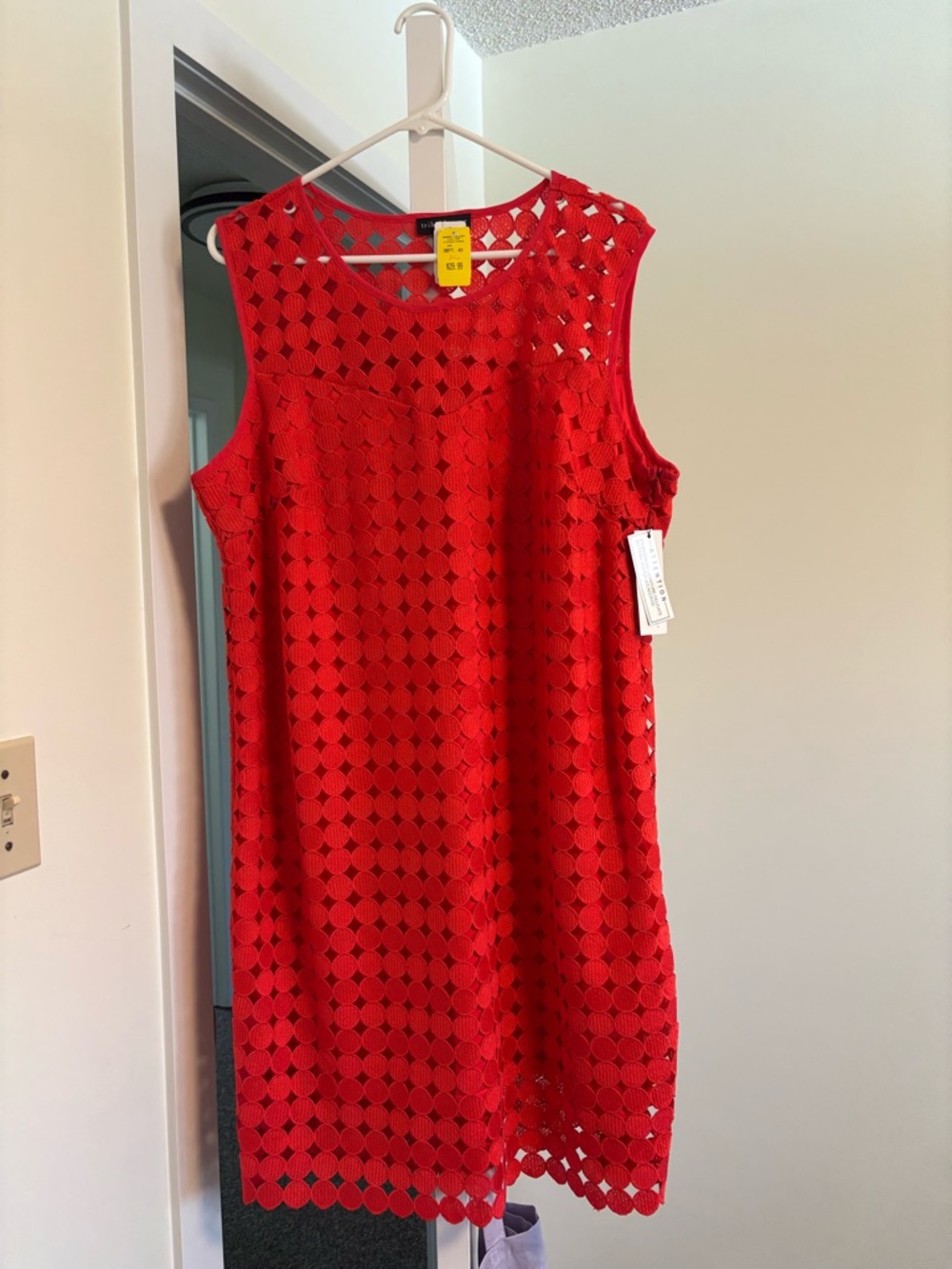 Sleeveless Red Eyelet Midi Dress